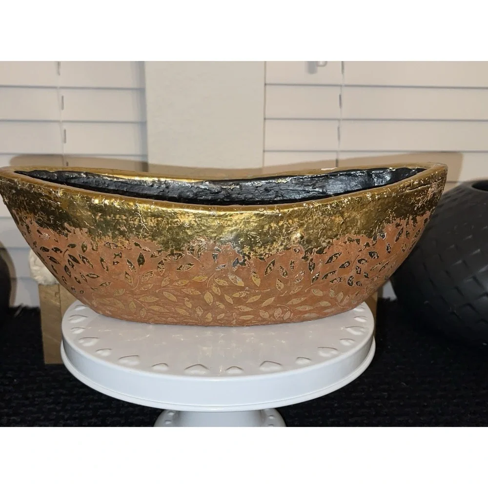 Anthropologie Studio Vine‎ Pot Gold Flake Design Plants Succulent Flower Pot